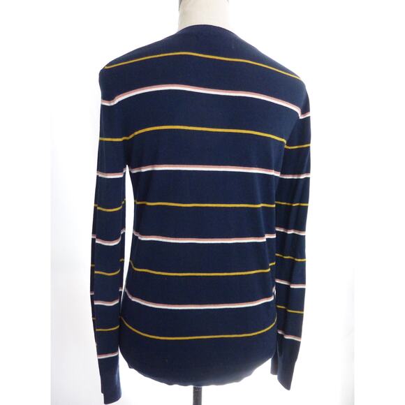 Banana Republic Navy Blue Striped Crew Neck Sweater Top M - Picture 3 of 6